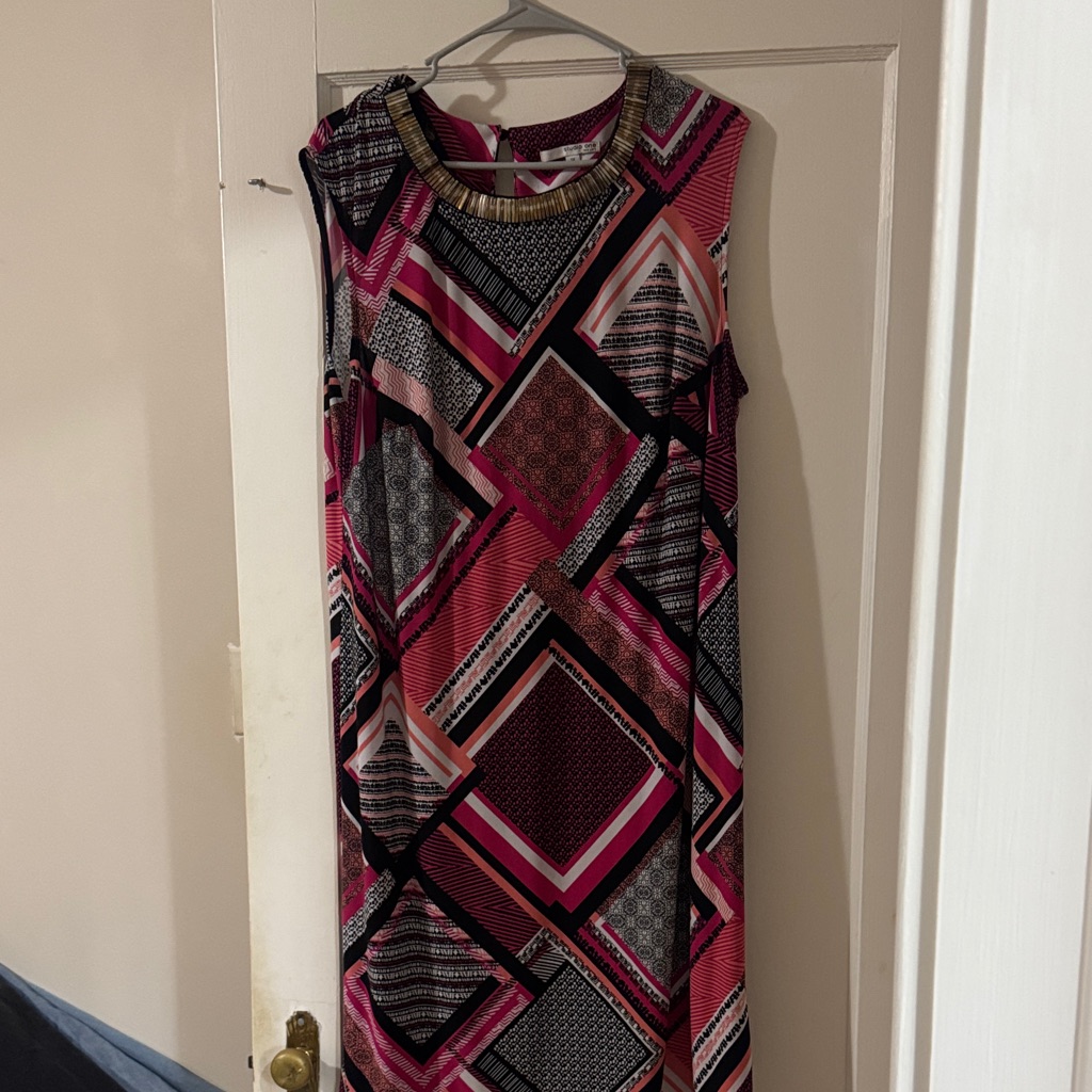 Studio One Pink And Black Geometric Maxi Dress